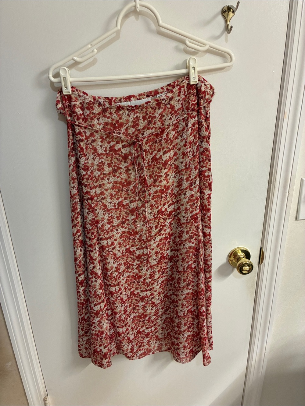 Rena Rowan Red and Cream Floral Maxi Skirt Sz 16